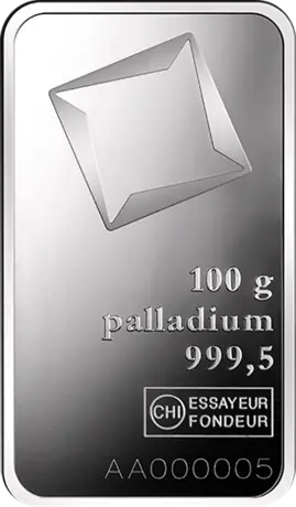 Palladiový zliatok Valcambi, 100 g