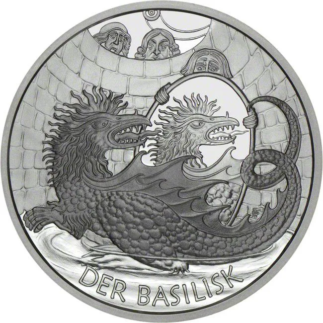 Bazilišek, stříbrná mince