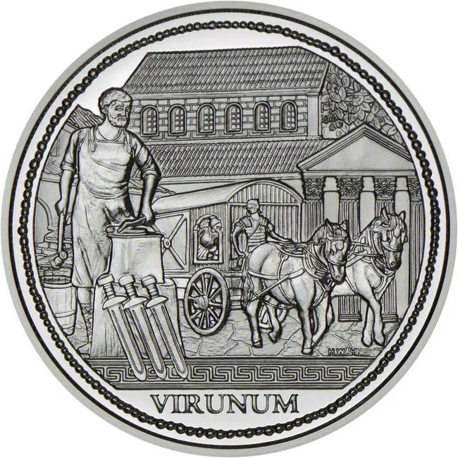 Stříbrná mince Řím na Dunaji - Virunum, 18 g