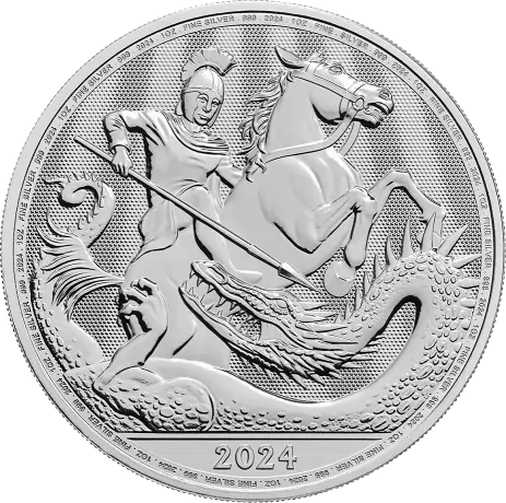 Strieborná minca Sv. Jiří a Drak 2024 - Britská královská mincovna, 1 oz