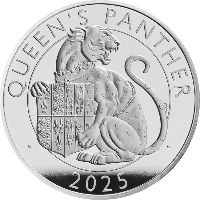 Tudorovský panter 2025 - mincovna Royal Mint -UK, 1 oz stříbra v etuji