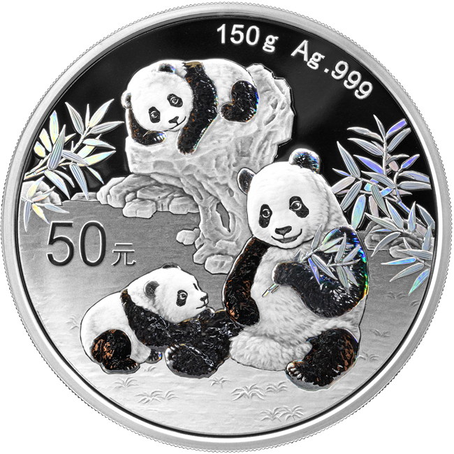 Stříbrná mince Panda 2025, 150 g v etuji