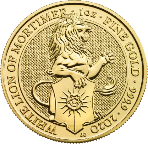 Zlatá minca Královnina zvieratá - Bílý lev 2020, 1 oz